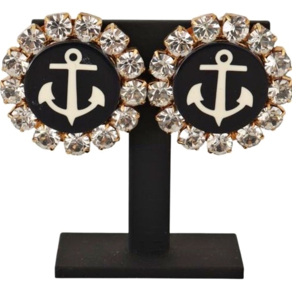 Dolce & Gabbana Couture Rare Crystal Anchor Clip-On Earrings - Picture 10 of 13